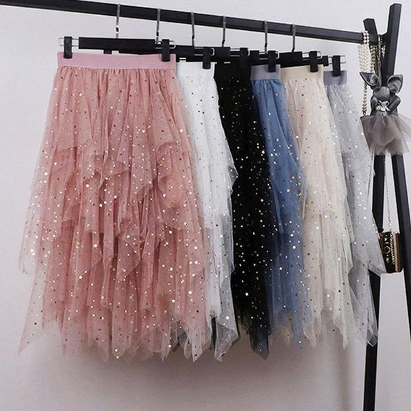 skirts 2021 spring summer wild stitching sequins midi women korean elastic high waist irregular mesh skirt jupe femme y928, Black
skirts 2021 spring summer wild stitching sequins midi women korean elastic high waist irregular mesh skirt jupe femme y928, Black