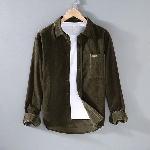 men's casual shirts men's corduroy long-sleeved lapel shirt youth pocket embellished top, White;black
men's casual shirts men's corduroy long-sleeved lapel shirt youth pocket embellished top, White;black