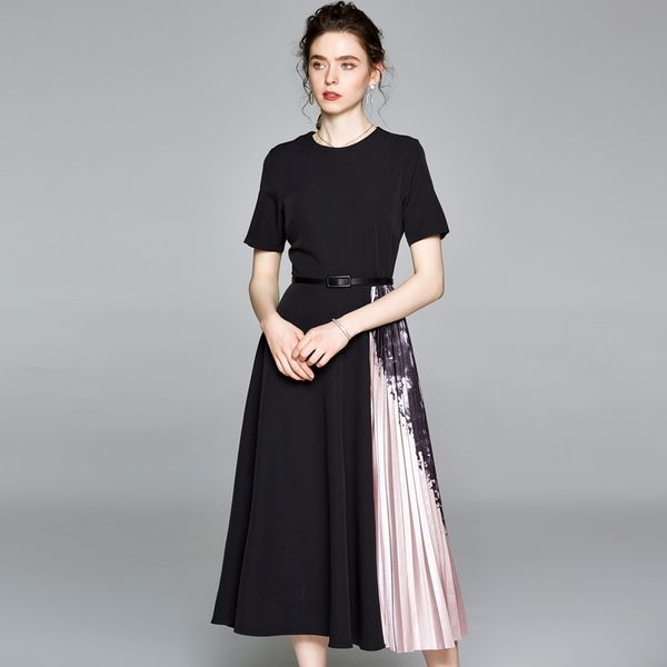 women's fashion summer print dress short sleeve high waist ink printing elegant vintage office chic pleated 210520, Black;gray
women's fashion summer print dress short sleeve high waist ink printing elegant vintage office chic pleated 210520, Black;gray