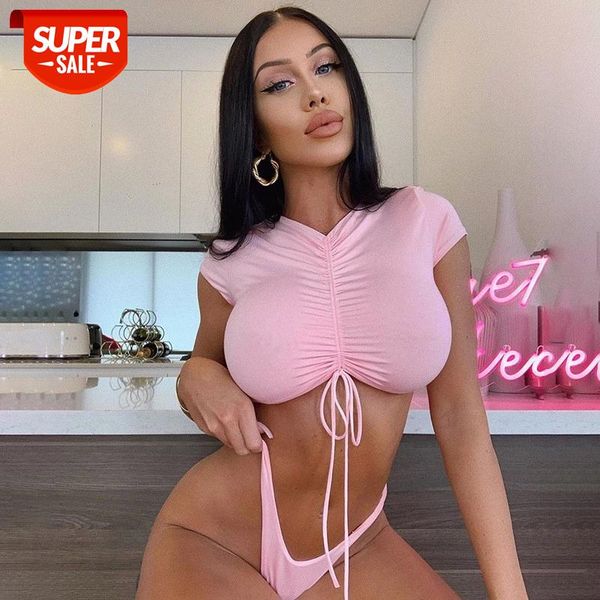 2020 women drawstring pleated t-shirt crop summer t shirt short sleeve lace up ruched streetwear bodycon v-neck hip hop #w32i, White
2020 women drawstring pleated t-shirt crop summer t shirt short sleeve lace up ruched streetwear bodycon v-neck hip hop #w32i, White