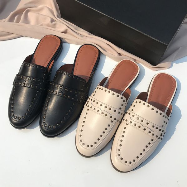 slippers sandals 2021 summer new style baotou rivet half slipper women's shoes sheepskin casual lazy wear sandals muller shoeszly, Black
slippers sandals 2021 summer new style baotou rivet half slipper women's shoes sheepskin casual lazy wear sandals muller shoeszly, Black