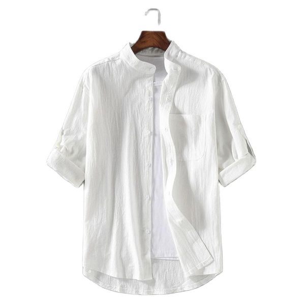 men's casual shirts 2021 summer stand collar five point midsleeved shirt, fashionable large size shirt, White;black
men's casual shirts 2021 summer stand collar five point midsleeved shirt, fashionable large size shirt, White;black