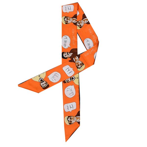 2021 cartoon character dialogue print women silk fashion head scarf for ladies brand small tie bag ribbons scarves, Blue;gray
2021 cartoon character dialogue print women silk fashion head scarf for ladies brand small tie bag ribbons scarves, Blue;gray
