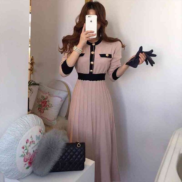 autumn korean elegant knitted womens dress slim a line high waist pleated female gentle lady long sweater base, Black;gray
autumn korean elegant knitted womens dress slim a line high waist pleated female gentle lady long sweater base, Black;gray