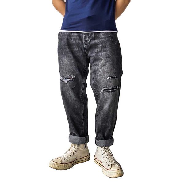 jeans trendy hiphop harem men casual denim vintage ripped loose baggy trousers retro jeans pants streetwear clothing, Blue
jeans trendy hiphop harem men casual denim vintage ripped loose baggy trousers retro jeans pants streetwear clothing, Blue