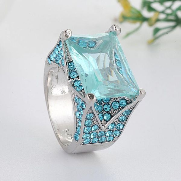 wedding rings luxury blue zirconia ring for women distinctive silver color crystal engagement anniversary party gift, Slivery;golden
wedding rings luxury blue zirconia ring for women distinctive silver color crystal engagement anniversary party gift, Slivery;golden