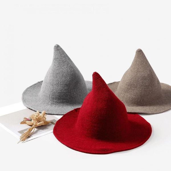 wide brim hats shaman hat solid color steeple foldable knitted witch cap for halloween, Blue;gray
wide brim hats shaman hat solid color steeple foldable knitted witch cap for halloween, Blue;gray