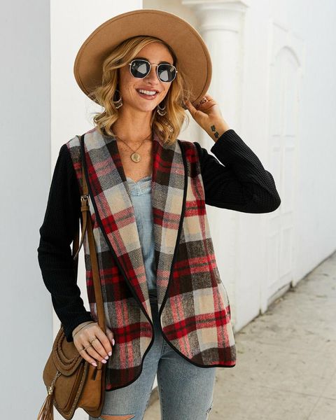 women's wool & blends autumn winter plaid print sweater cardigan coat jacket casual long sleeve, Black
women's wool & blends autumn winter plaid print sweater cardigan coat jacket casual long sleeve, Black