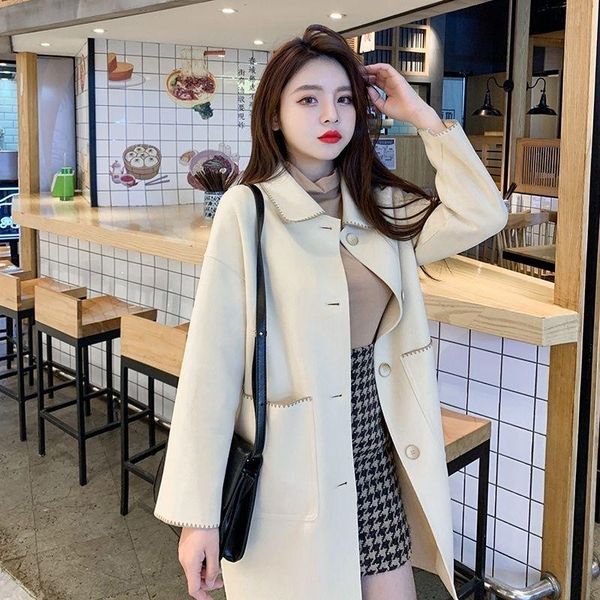 women's wool & blends fashion women casual thin coat spring autumn elegant long sleeve lapel neck trench, Black
women's wool & blends fashion women casual thin coat spring autumn elegant long sleeve lapel neck trench, Black