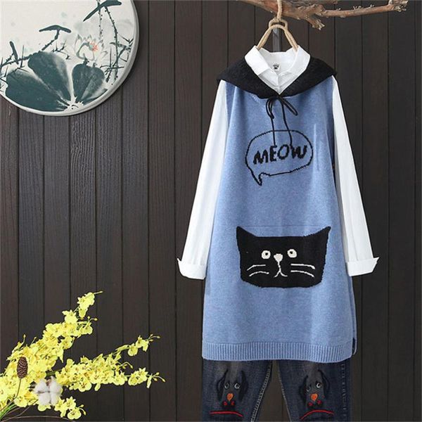 women's vests 2021 casual hooded knitted women lovely cat cartoon vest loose spring autumn outerwear plus size sleeveless, Black;white
women's vests 2021 casual hooded knitted women lovely cat cartoon vest loose spring autumn outerwear plus size sleeveless, Black;white