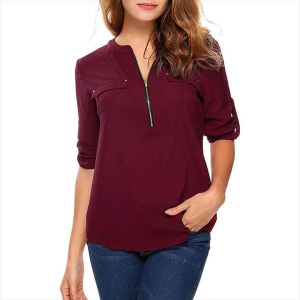large size chiffon zipper women shirt up v neck office work for dress shirts fall plus clothing, White
large size chiffon zipper women shirt up v neck office work for dress shirts fall plus clothing, White