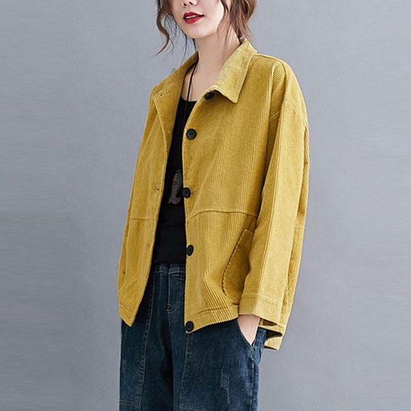 women's jackets women autumn corduroy casual jacket 2021 arts style vintage solid color loose comfortable female outerwear coats, Black;brown
women's jackets women autumn corduroy casual jacket 2021 arts style vintage solid color loose comfortable female outerwear coats, Black;brown