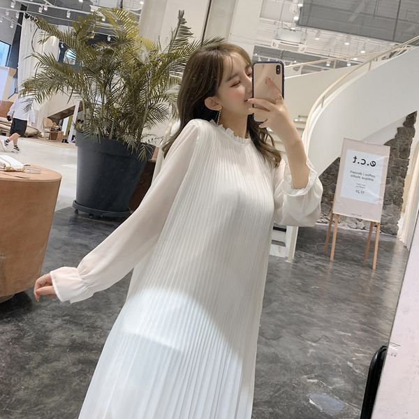 dresses elegant solid pleated loose chiffon women long-sleeved o-neck female midi a-line dress autumn vestidos femme splv, Black;gray
dresses elegant solid pleated loose chiffon women long-sleeved o-neck female midi a-line dress autumn vestidos femme splv, Black;gray