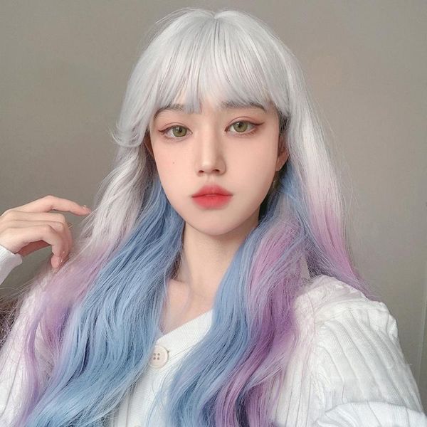 synthetic wigs huaya blue purple lolita light gray ombre long water wave cosplay hair with cute bangs heat resistant wig, Black
synthetic wigs huaya blue purple lolita light gray ombre long water wave cosplay hair with cute bangs heat resistant wig, Black