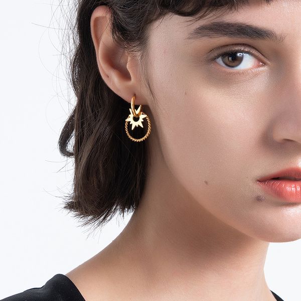 enfashion hanging star drop women gold color circle earring 2021 stainless steel fashion jewelry gift kolczyki e1234, Silver
enfashion hanging star drop women gold color circle earring 2021 stainless steel fashion jewelry gift kolczyki e1234, Silver