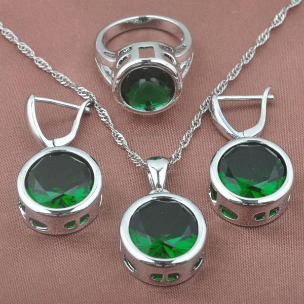 earrings & necklace women's wedding jewelry sets round green zirconia pendant rings silver color and set jewellry tz0370
earrings & necklace women's wedding jewelry sets round green zirconia pendant rings silver color and set jewellry tz0370