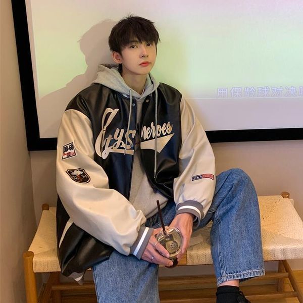 men's jackets korean trend ins loose clothes retro high street version pu leather casual sports male, Black;brown
men's jackets korean trend ins loose clothes retro high street version pu leather casual sports male, Black;brown