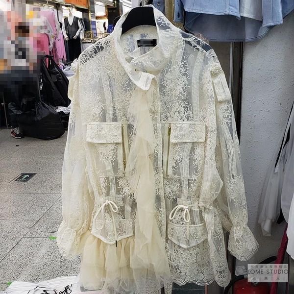 women's jackets white lace jacket 2021 european style loose long sleeve mid-length perspactive sunscreen coat, Black;brown
women's jackets white lace jacket 2021 european style loose long sleeve mid-length perspactive sunscreen coat, Black;brown