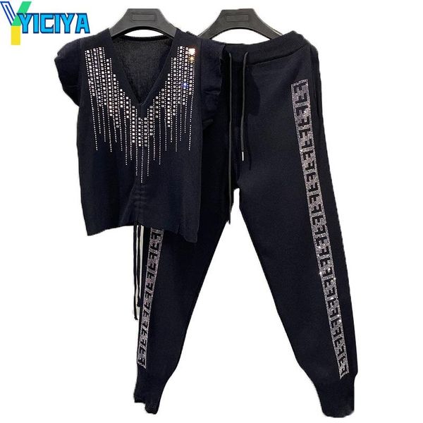 women's two piece pants yiciya 2021 knitted sweater suit v-neck half sleeve + solid color casual tracksuit women female crop y2k, White
women's two piece pants yiciya 2021 knitted sweater suit v-neck half sleeve + solid color casual tracksuit women female crop y2k, White
