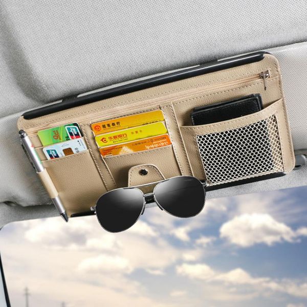 car organizer sun visor auto interior accessories leather multi-pocket truck storage holder for cards, glasses
car organizer sun visor auto interior accessories leather multi-pocket truck storage holder for cards, glasses