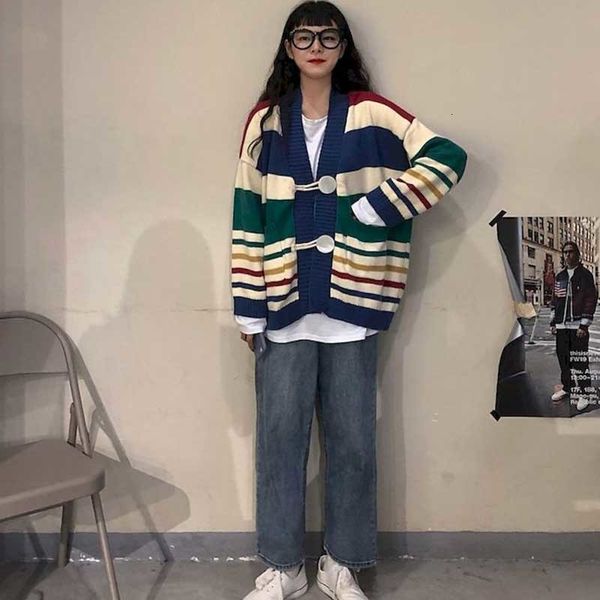 women's jackets double button striped knitted sweater, loose combines everything, reduce age, japanese style, small novelty in autumn, Black;brown
women's jackets double button striped knitted sweater, loose combines everything, reduce age, japanese style, small novelty in autumn, Black;brown