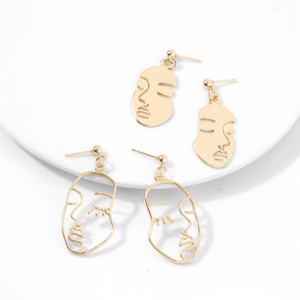 lady face dangle drop earrings for women retro abstract hollow out statement golden fashion female jewelry, Silver
lady face dangle drop earrings for women retro abstract hollow out statement golden fashion female jewelry, Silver