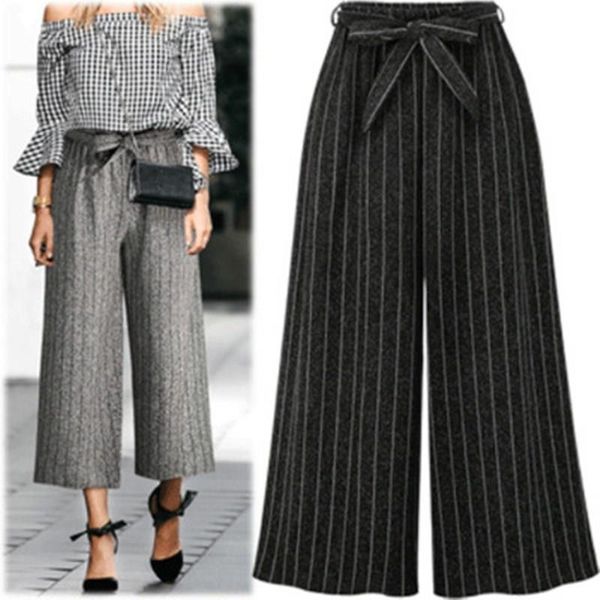 women's pants & capris 2021 autumn european style vertical striped plus size belt bow trousers casual wide leg drawstring, Black;white
women's pants & capris 2021 autumn european style vertical striped plus size belt bow trousers casual wide leg drawstring, Black;white