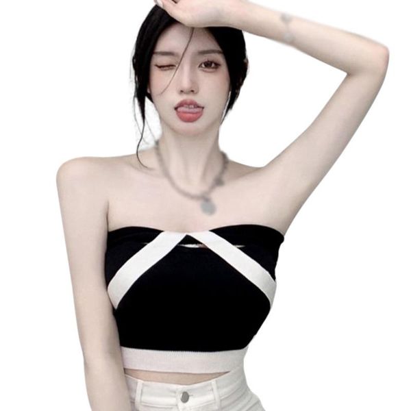 women's tanks & camis women strapless off shoulder crop tube stretchy bandeau no-padded bra seamless casual basic breast wrap, White
women's tanks & camis women strapless off shoulder crop tube stretchy bandeau no-padded bra seamless casual basic breast wrap, White