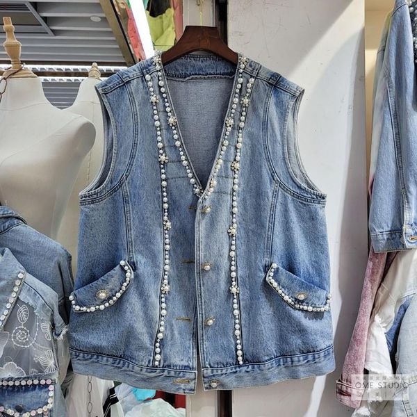 women's vests women denim vest coats 2021 spring autumn pockets beading v-neck loose jackets sleeveless all-match female casual, Black;white
women's vests women denim vest coats 2021 spring autumn pockets beading v-neck loose jackets sleeveless all-match female casual, Black;white