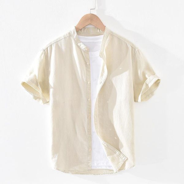 men's casual shirts cotton linen solid short-sleeved mandarin collar men business dress male camisas ts-5801, White;black
men's casual shirts cotton linen solid short-sleeved mandarin collar men business dress male camisas ts-5801, White;black