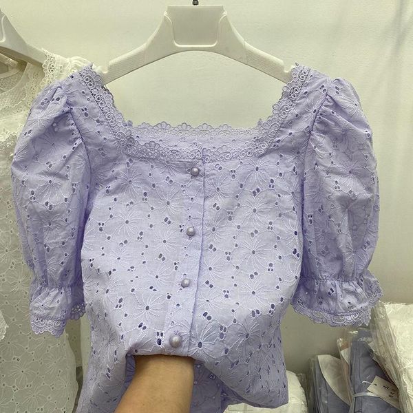 women's blouses & shirts korean embroidery cutout lace blouse women summer french square neck puff sleeve chic pearl button-shaped cas, White
women's blouses & shirts korean embroidery cutout lace blouse women summer french square neck puff sleeve chic pearl button-shaped cas, White