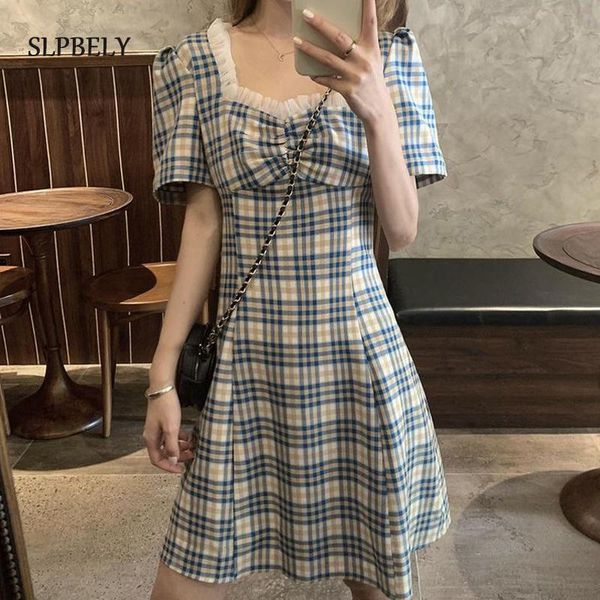 casual dresses slpbely summer women plaid dress lovely square collar chic a-line korean sweet girls party holiday trendy vestido, Black;gray
casual dresses slpbely summer women plaid dress lovely square collar chic a-line korean sweet girls party holiday trendy vestido, Black;gray