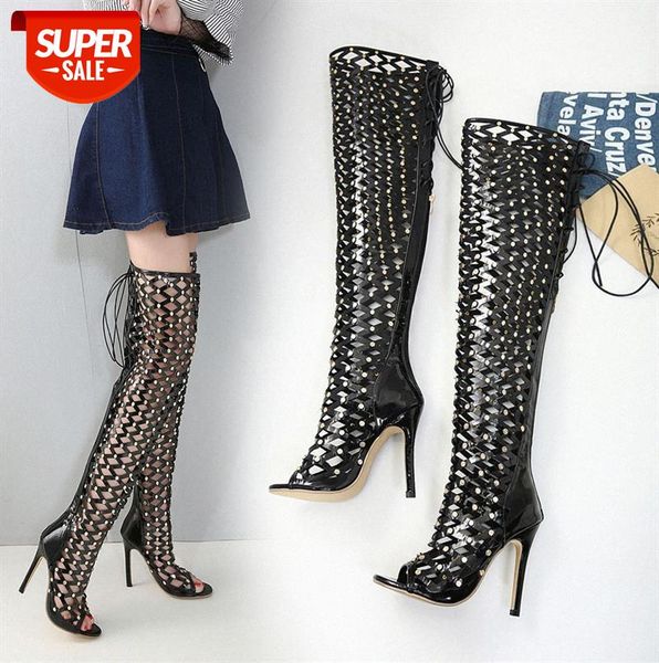 high heels italian rivet hollow high-heeled sandals are available in size 40 #y90u, Black