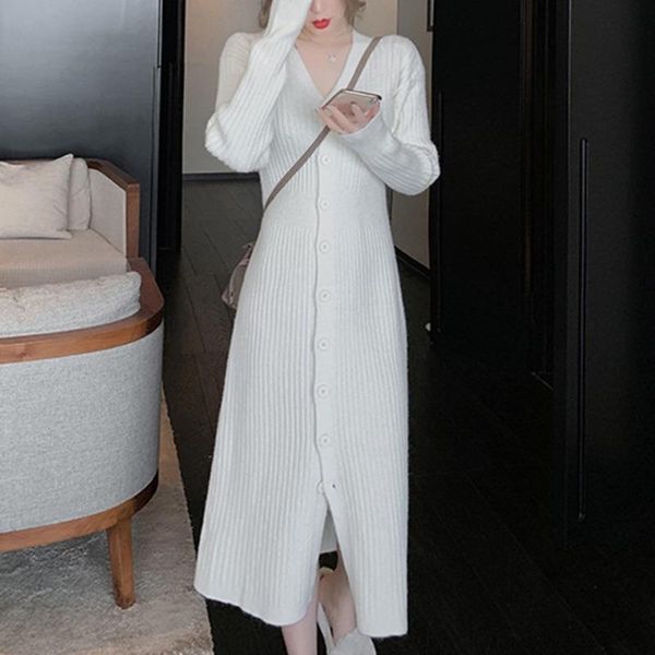 casual dresses spring and autumn loose sweater maxi dress korean fashion single breasted long sleeve knitted cardigan white vestidos 2021, Black;gray
casual dresses spring and autumn loose sweater maxi dress korean fashion single breasted long sleeve knitted cardigan white vestidos 2021, Black;gray