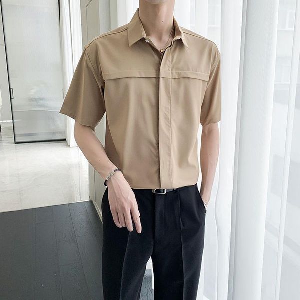 summer solid color formal shirt men's korean fashion loose business casual harajuku social short-sleeved men shirts, White;black
summer solid color formal shirt men's korean fashion loose business casual harajuku social short-sleeved men shirts, White;black