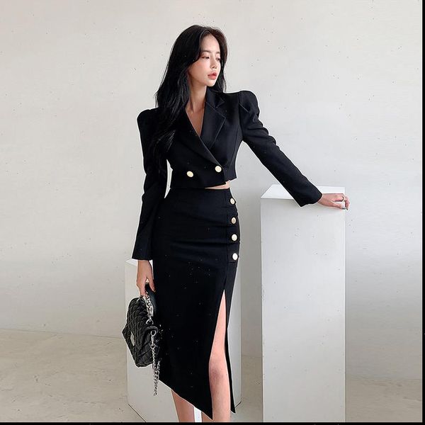 arrival fashion spring black womens dresses set ol professional temperament short suit and split midi pencil skirt solid suits, White
arrival fashion spring black womens dresses set ol professional temperament short suit and split midi pencil skirt solid suits, White