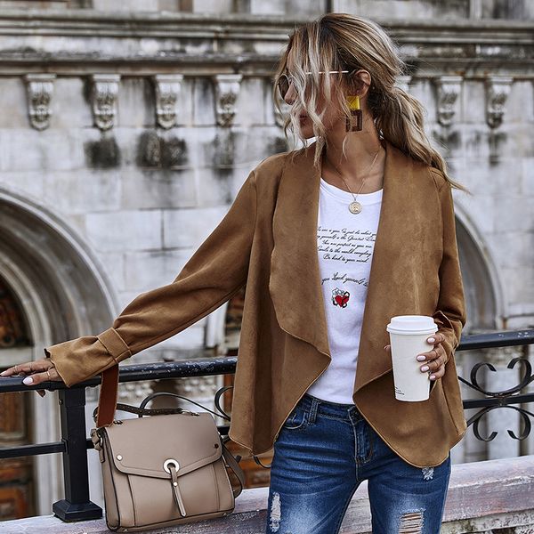 women's jackets jacket women 2021 suede cardigan turn-down collar long sleeve loose casual office lady coats autumn fashion female, Black;brown
women's jackets jacket women 2021 suede cardigan turn-down collar long sleeve loose casual office lady coats autumn fashion female, Black;brown