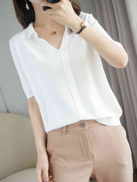 women's t-shirt pure female cotton shirt, polo neck sweater, half sleeve, casual, solid color, pullover, large size, t-shirts, 2021, White
women's t-shirt pure female cotton shirt, polo neck sweater, half sleeve, casual, solid color, pullover, large size, t-shirts, 2021, White