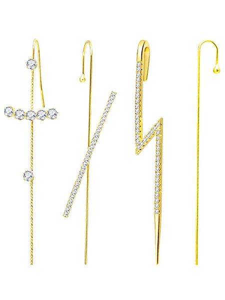 4pcs rhinestone ear wrap crawler hook earring bohemian crystal stud earrings for woman sparkling zirconia jewelry, Golden;silver
4pcs rhinestone ear wrap crawler hook earring bohemian crystal stud earrings for woman sparkling zirconia jewelry, Golden;silver