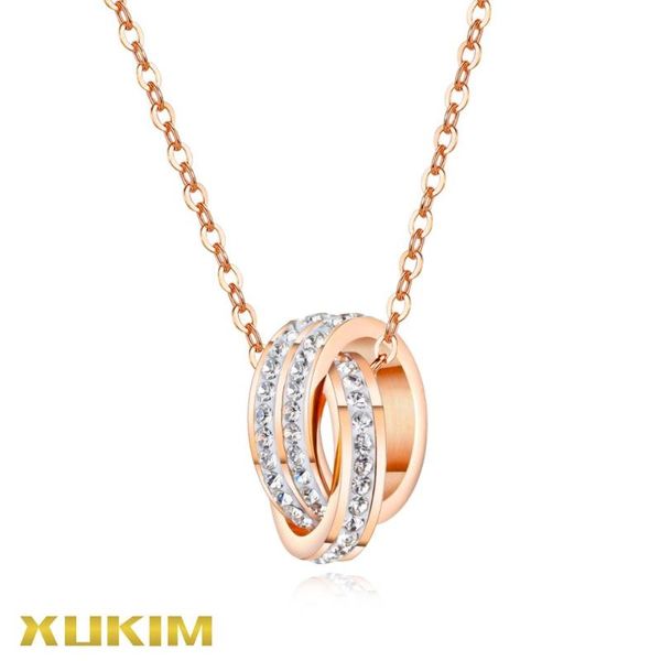 pendant necklaces kno209 xukim jewelry rose gold double ring diamond clavicle necklace fasion women wedding chains, Silver
pendant necklaces kno209 xukim jewelry rose gold double ring diamond clavicle necklace fasion women wedding chains, Silver