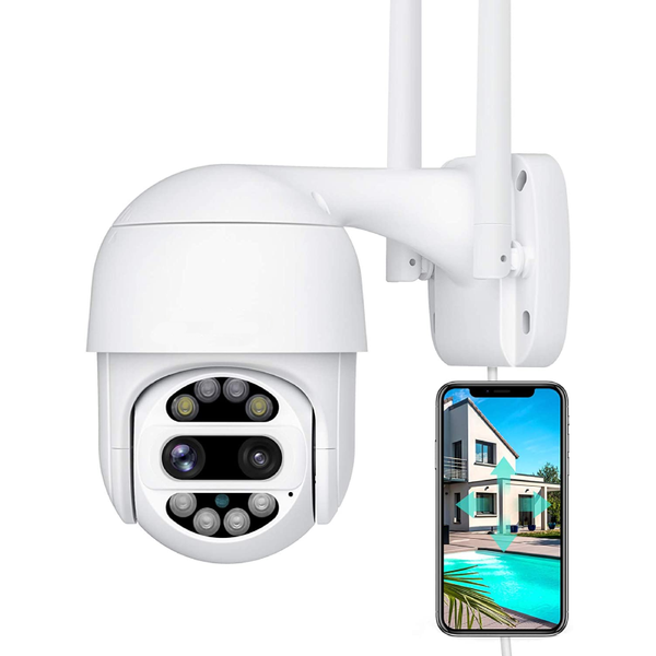 security camera outdoor, 2x2mp ultra hd dual lens, pan/tilt/12x zoom, 360° view, wi-fi wireless with floodlights, ip cameras
security camera outdoor, 2x2mp ultra hd dual lens, pan/tilt/12x zoom, 360° view, wi-fi wireless with floodlights, ip cameras