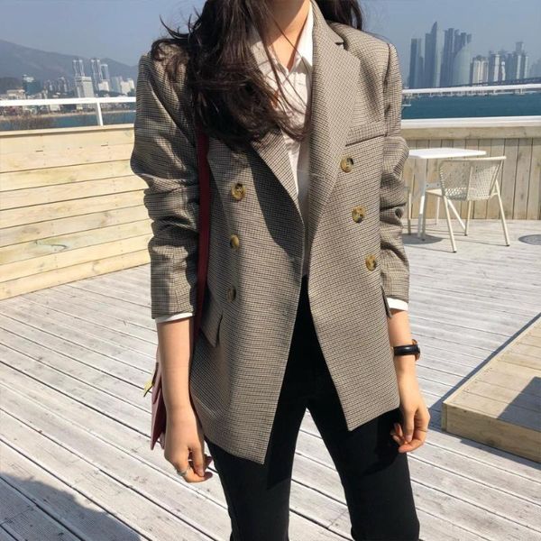 women's suits & blazers 2021 early autumn classic plaid double-breasted suit jacket collar houndstooth retro wild coat, White;black
women's suits & blazers 2021 early autumn classic plaid double-breasted suit jacket collar houndstooth retro wild coat, White;black