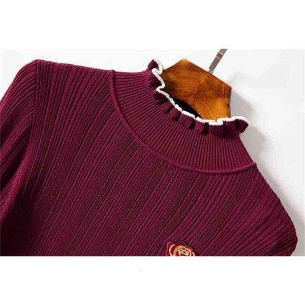 sweater 2021 fall trumpet sleeve rose embroidery half turtleneck bottoming shirt x63j, White;black
sweater 2021 fall trumpet sleeve rose embroidery half turtleneck bottoming shirt x63j, White;black