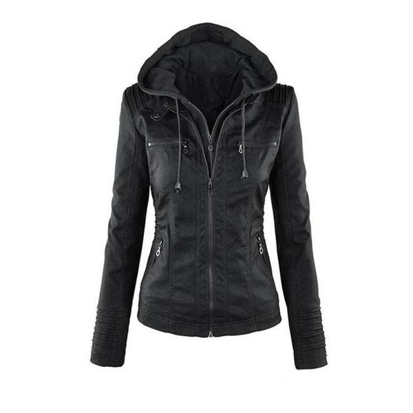 women's leather & faux jacket women long sleeve solid color zipper hooded pu plus size coat detachable donsignet, Black
women's leather & faux jacket women long sleeve solid color zipper hooded pu plus size coat detachable donsignet, Black