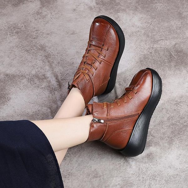 boots retro women's leather short boot layer cow thick sole mother's single spring autumn muffin soled boo, Black
boots retro women's leather short boot layer cow thick sole mother's single spring autumn muffin soled boo, Black