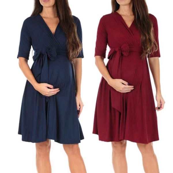 maternity dresses v-neck breastfeeding dress pregnant women's skirt nursing solid color clothes, White
maternity dresses v-neck breastfeeding dress pregnant women's skirt nursing solid color clothes, White