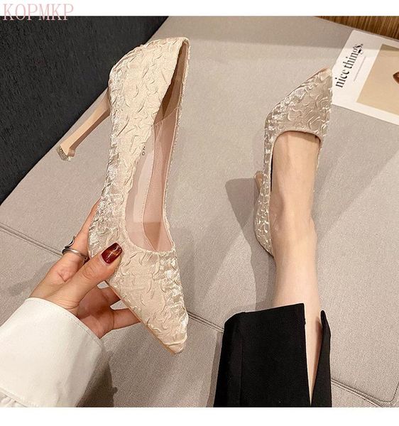 dress shoes 2021 high heels for women pumps on ladies fashion pump stilettos solid pleated, Black