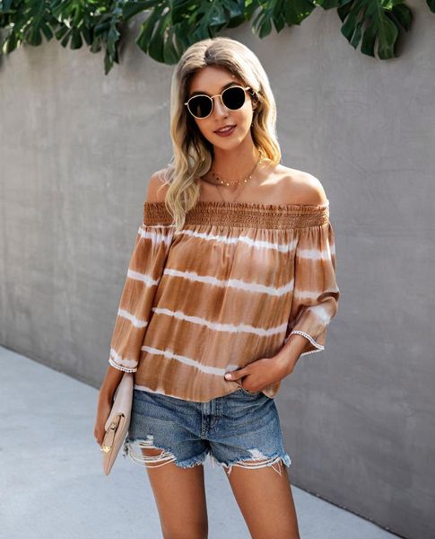 donsignet women's blouse summer fashion tie-dye one-shoulder sleeves open back half long sleeve women blouses & shirts, White
donsignet women's blouse summer fashion tie-dye one-shoulder sleeves open back half long sleeve women blouses & shirts, White