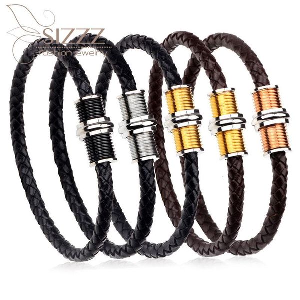 charm bracelets 2021 stainless steel threaded magnet buckle retro simple leather weave bracelet&bangles for women/men, Golden;silver
charm bracelets 2021 stainless steel threaded magnet buckle retro simple leather weave bracelet&bangles for women/men, Golden;silver