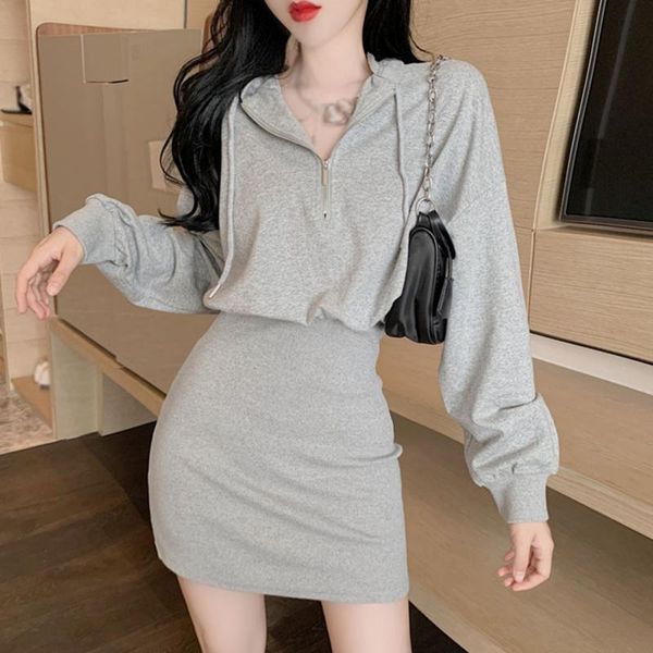 casual dresses women' s hooded dress autumn korean style fashion wild solid color slim long-sleeved, Black;gray
casual dresses women' s hooded dress autumn korean style fashion wild solid color slim long-sleeved, Black;gray